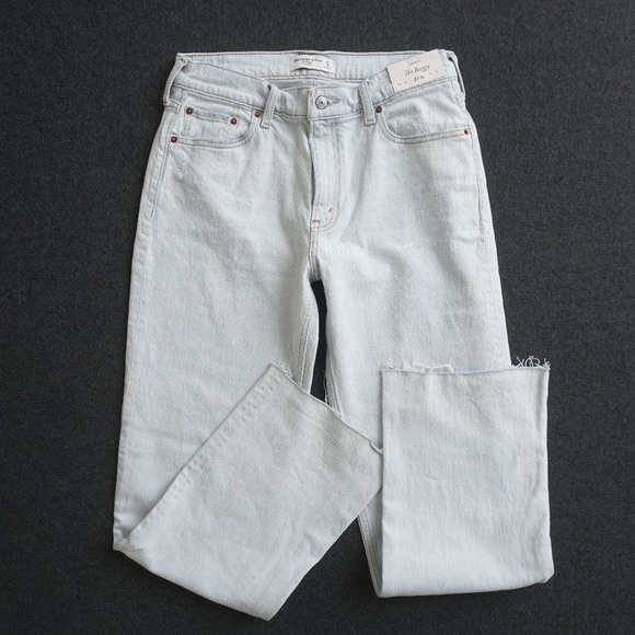 Abercrombie & Fitch Denim - Abercrombie & Fitch The Baggy Low Rise Jeans Womens Long Raw Hem 27 / 4L
